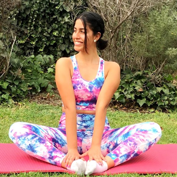 Activewear Set Leggings & Cropped Top Tank Tie Dye High Waist Athletic Pink M - Picture 1 of 7